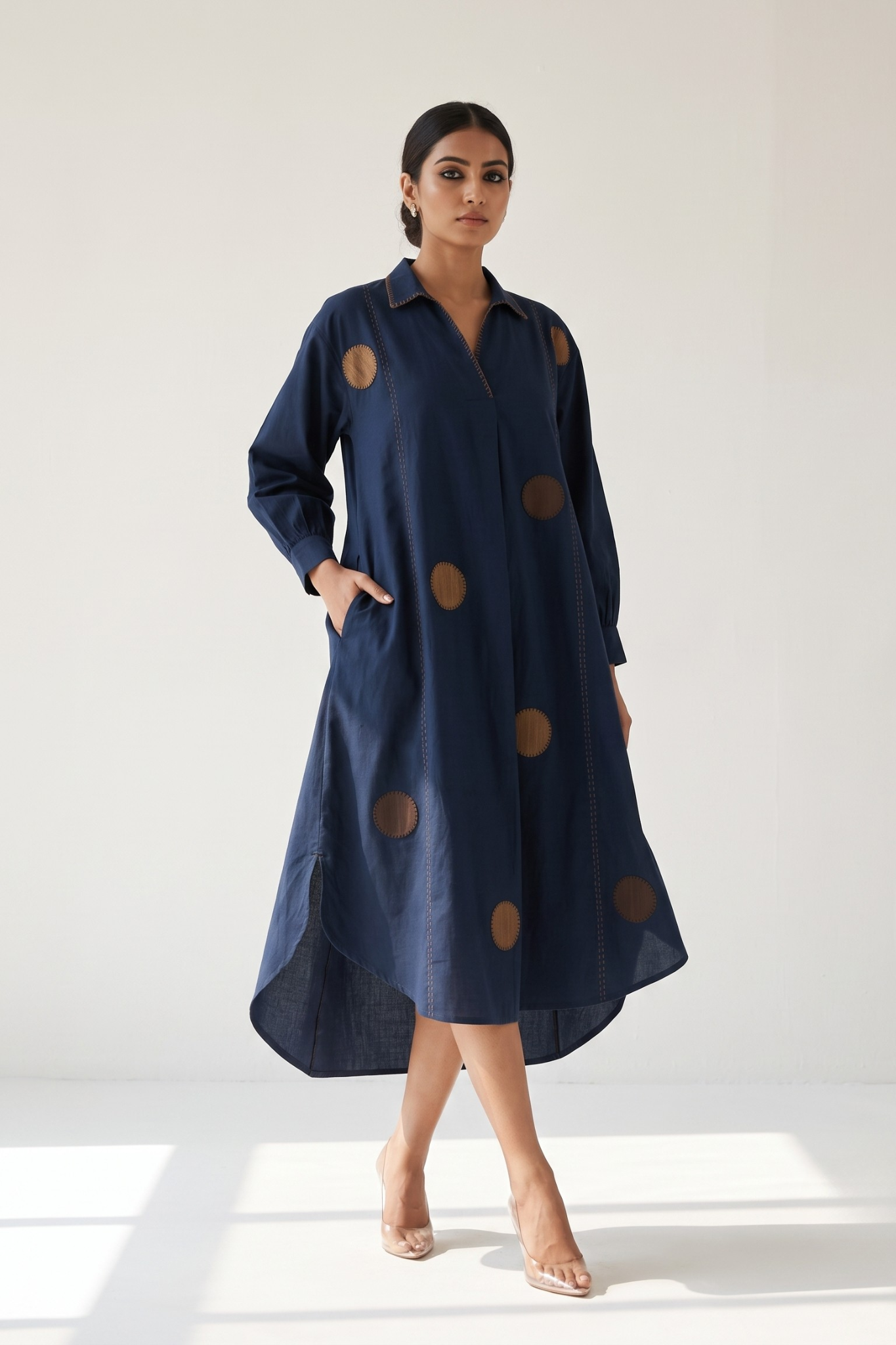 Navy_Stillness_Cotton_Collar_Box_Pleat_Kurta