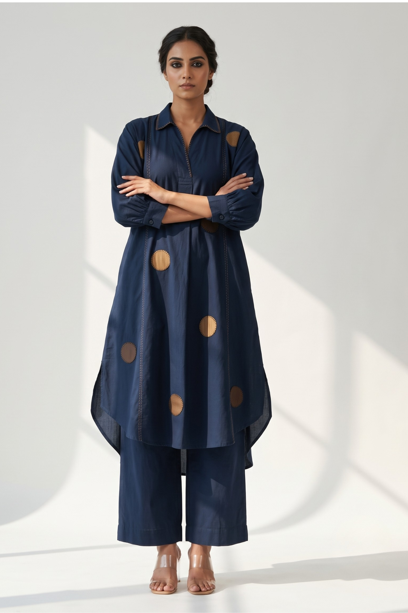Navy_Stillness_Cotton_Collar_Box_Pleat_Kurta