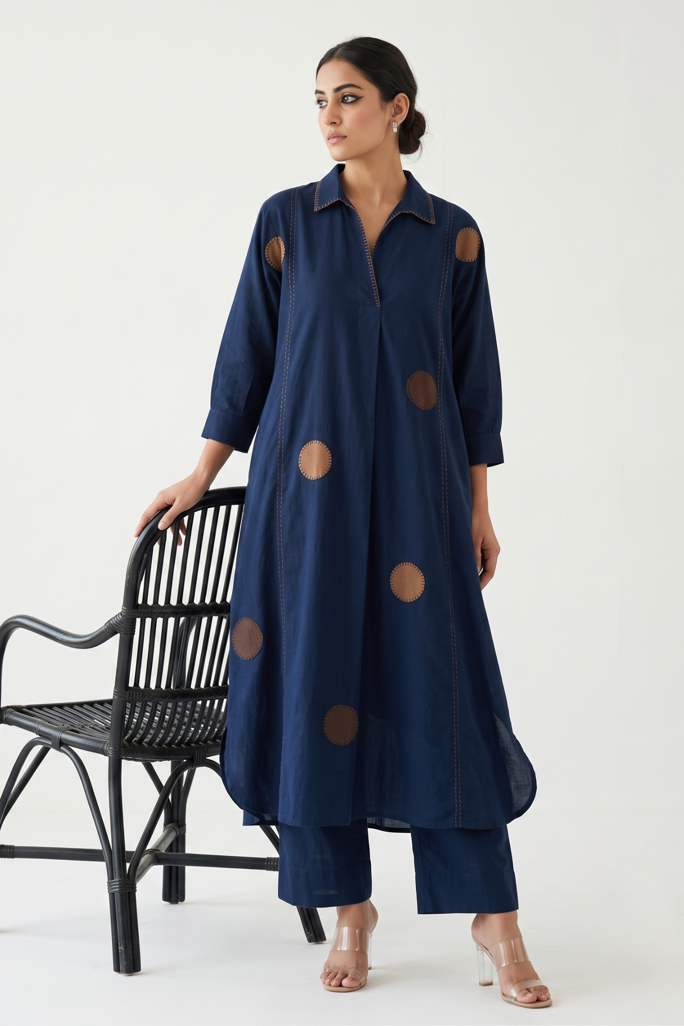 Navy_Stillness_Cotton_Collar_Box_Pleat_Kurta