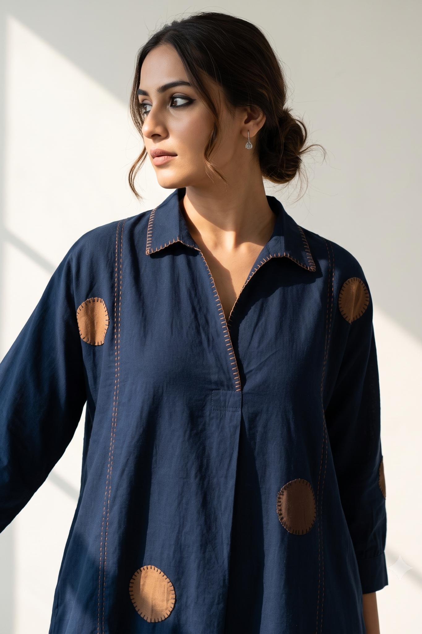 Navy_Stillness_Cotton_Collar_Box_Pleat_Kurta