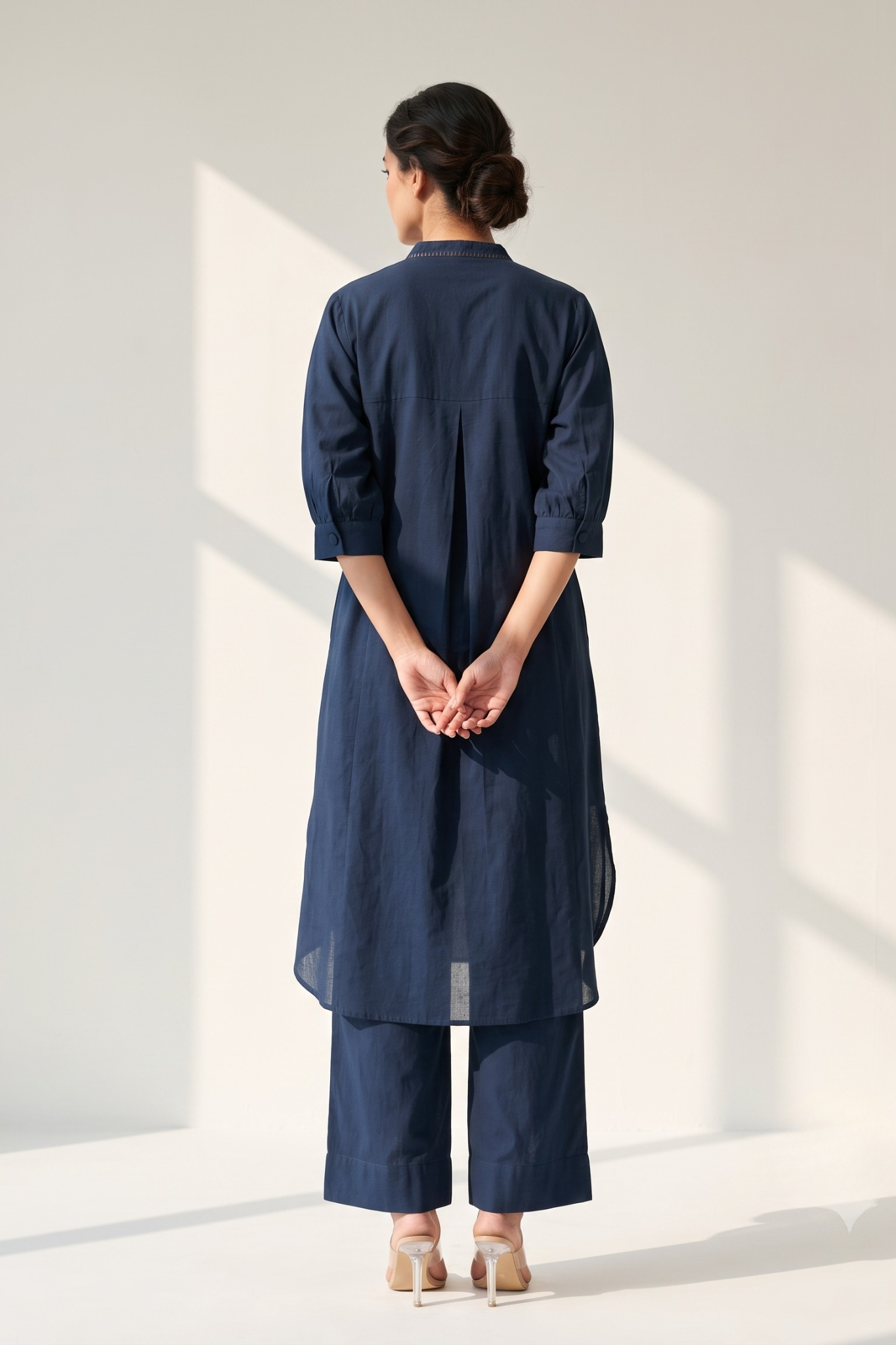 Navy_Stillness_Cotton_Collar_Box_Pleat_Kurta