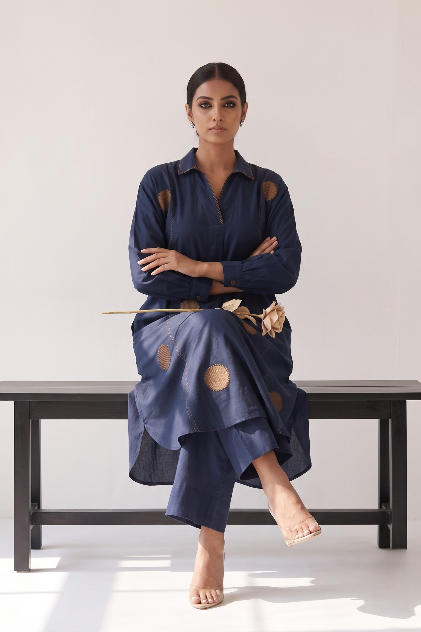 Navy_Stillness_Cotton_Collar_Box_Pleat_Kurta