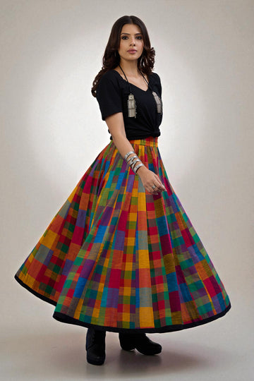 Bold Prism Panelled Cotton Swirl Skirt