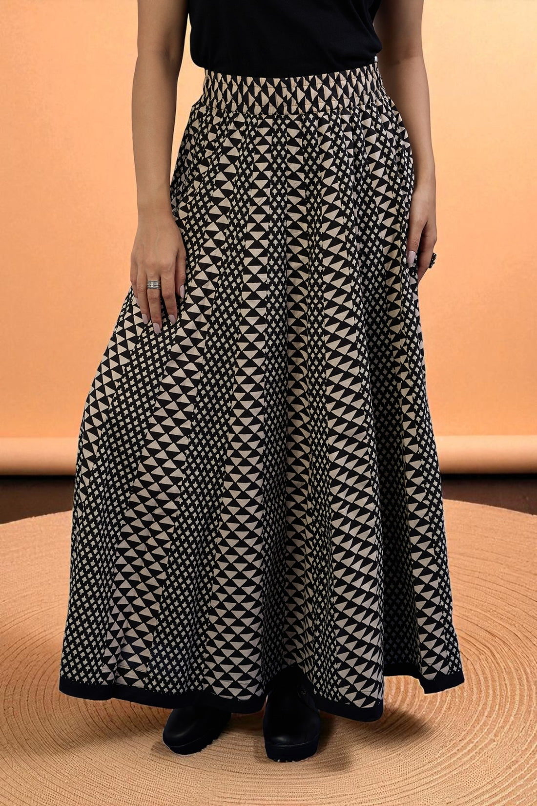 Inkwoven Mirage Cotton Panelled Flared Skirt