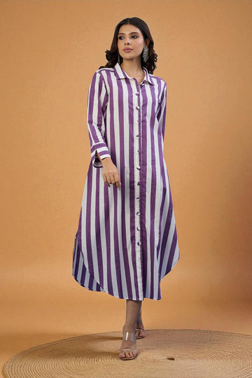 Lavender Line  Long Cotton Shirt Dress