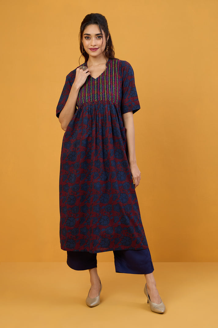 INDIGO PINTUCK KURTA SET