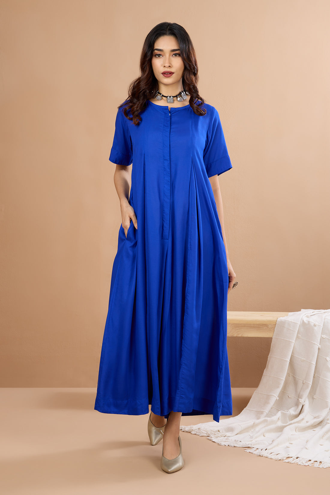 Button Down Jumpsuit With pockets  Whispers of Sapphire Night