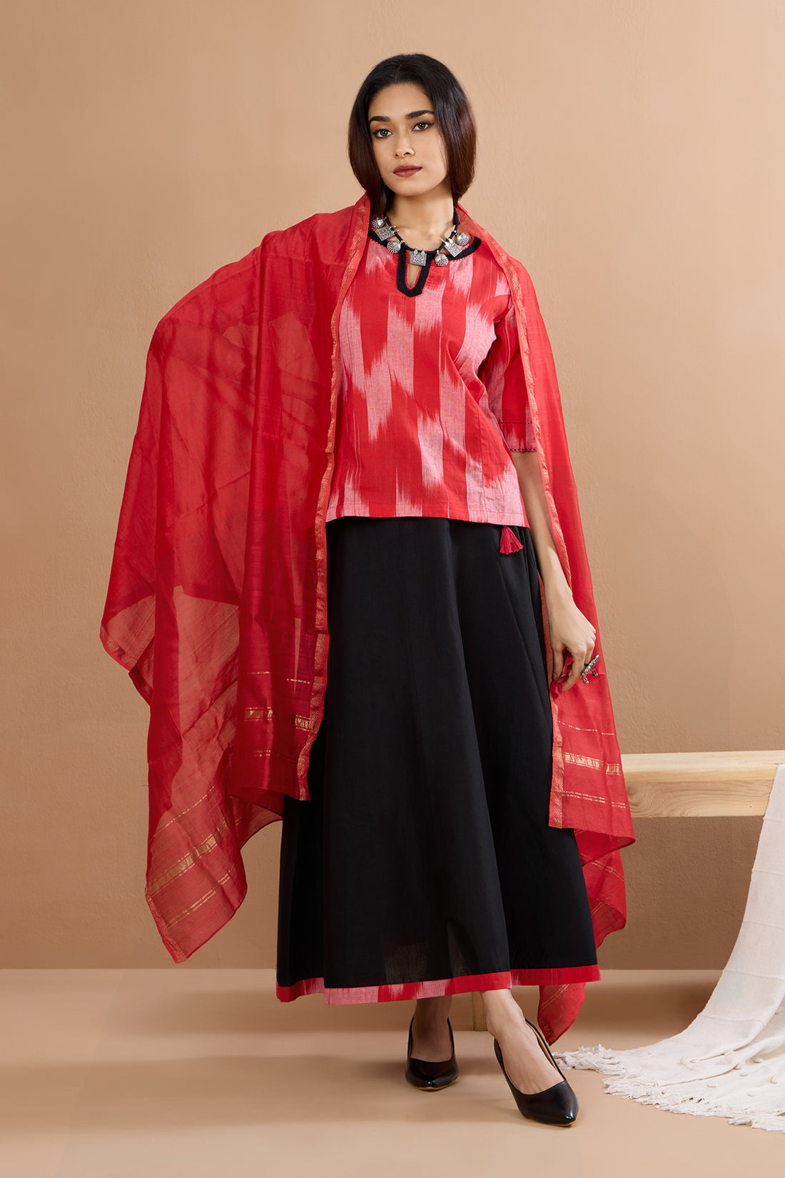 Set of 2 - Raven Red Whispers Swirl Skirt + Crop Top