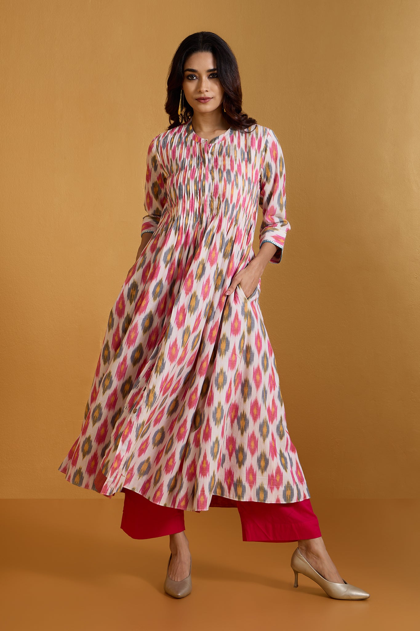 Pastel Rose Whirl Infinity Pintuck Dress M maati crafts