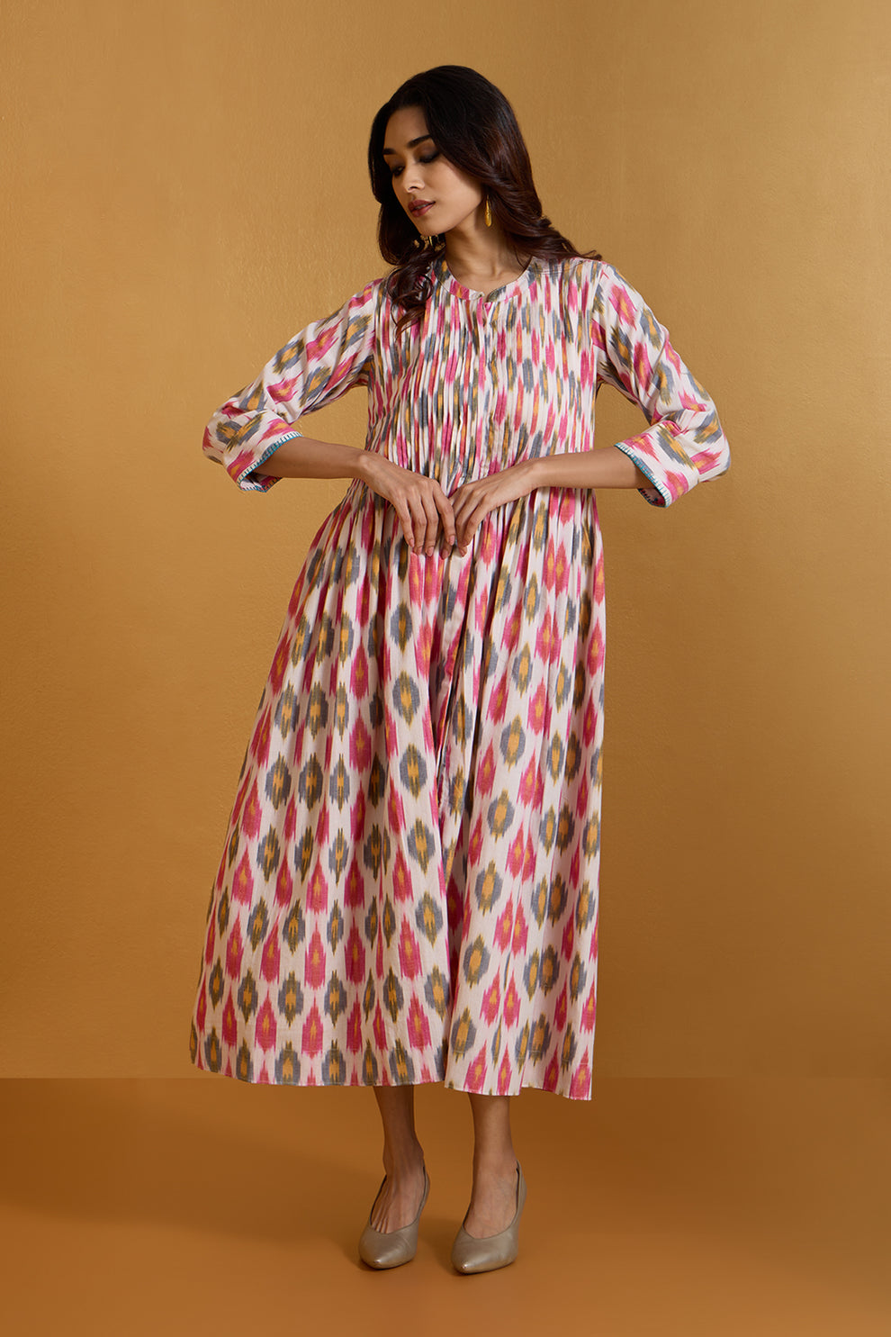 Pastel Rose Whirl Infinity Pintuck Dress M maati crafts