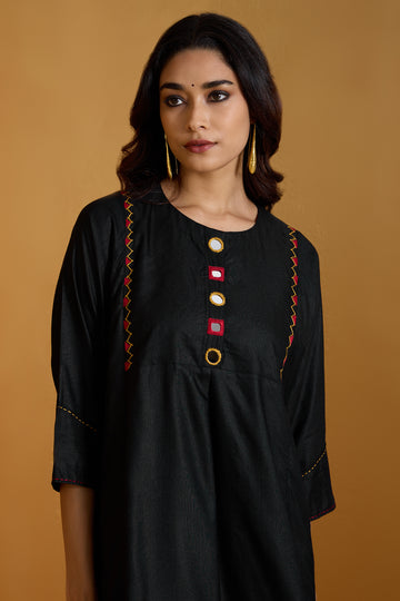 Midnight Splendour Viscose Silk Kalidar Kurta