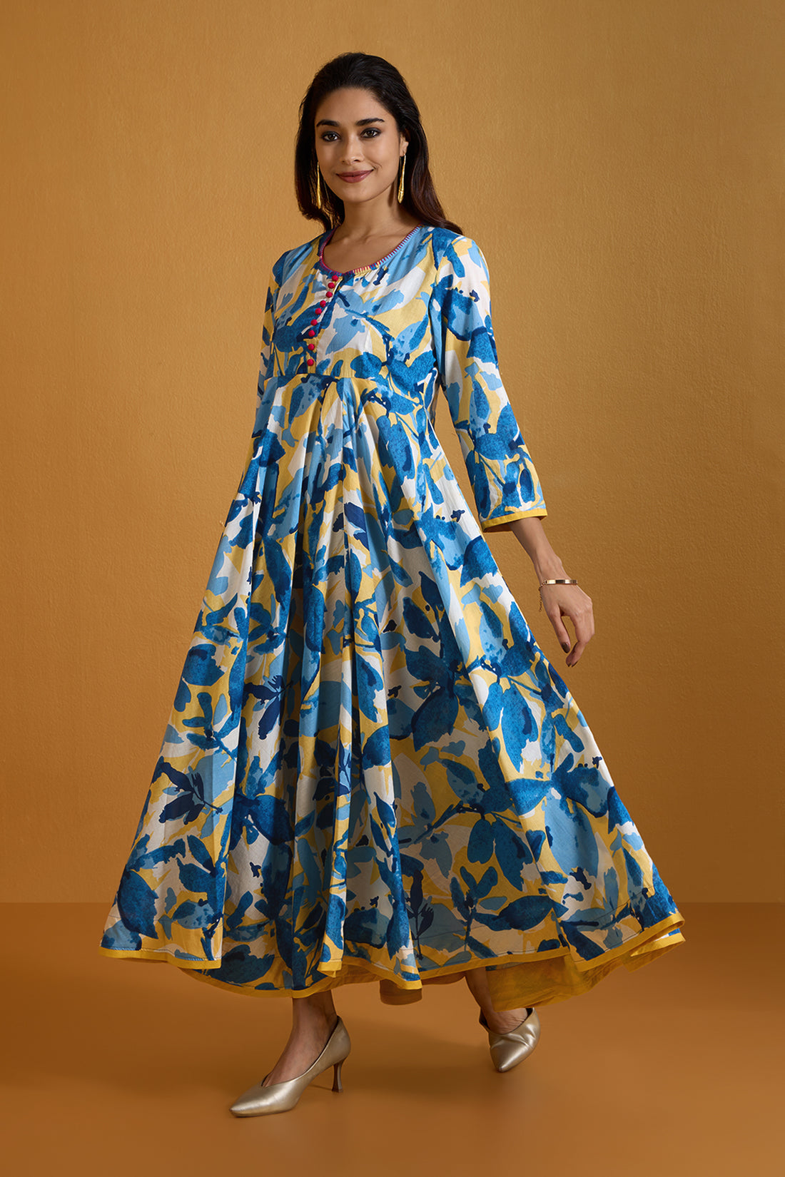 Sunlit Floral Reverie Long Swirl Dress