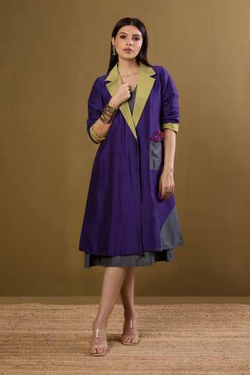 Amethyst Dawn & Lime Dusk Silk Slub Luxe Reversible Patch Pocket Blazer