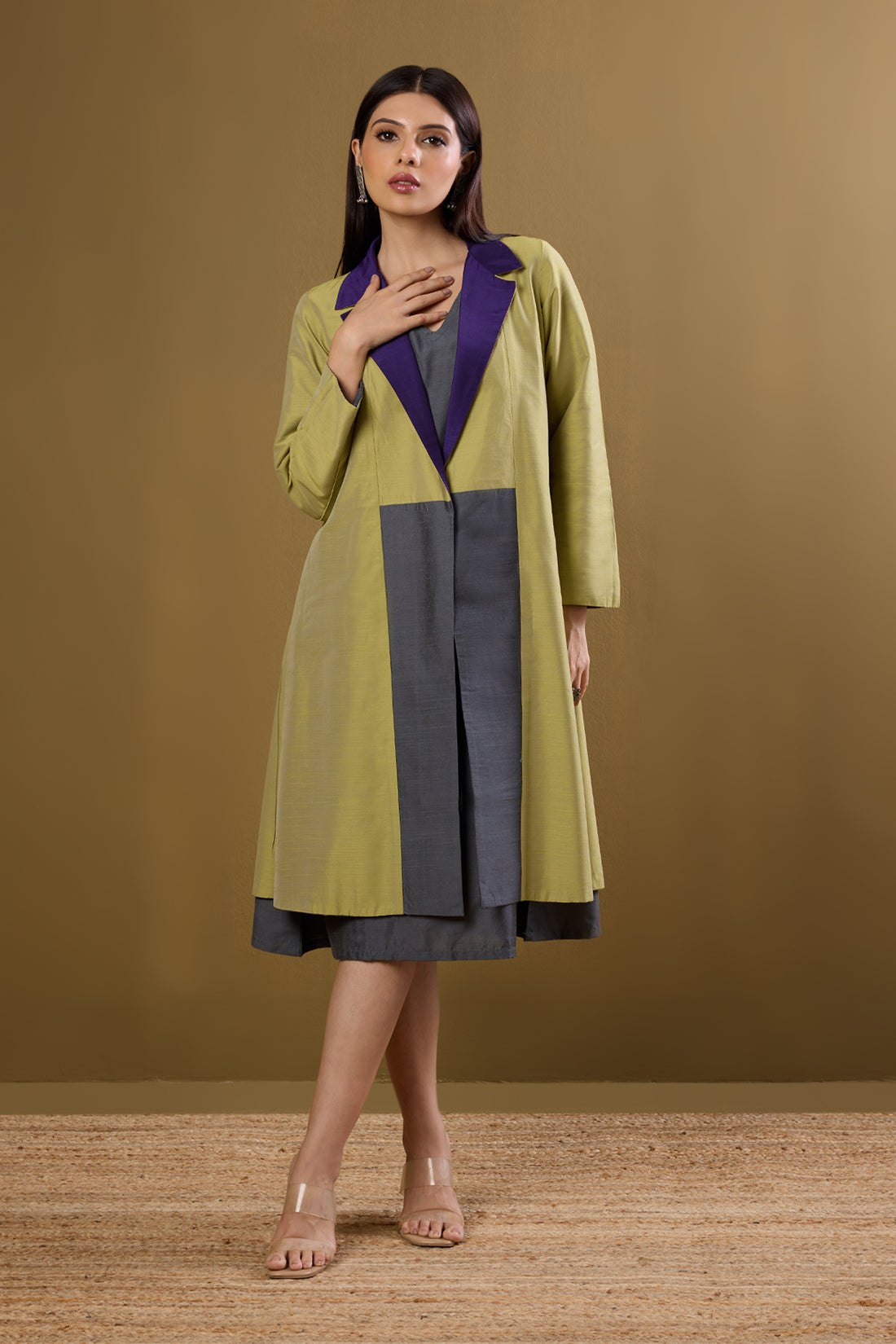 Amethyst Dawn & Lime Dusk Silk Slub Luxe Reversible Patch Pocket Blazer