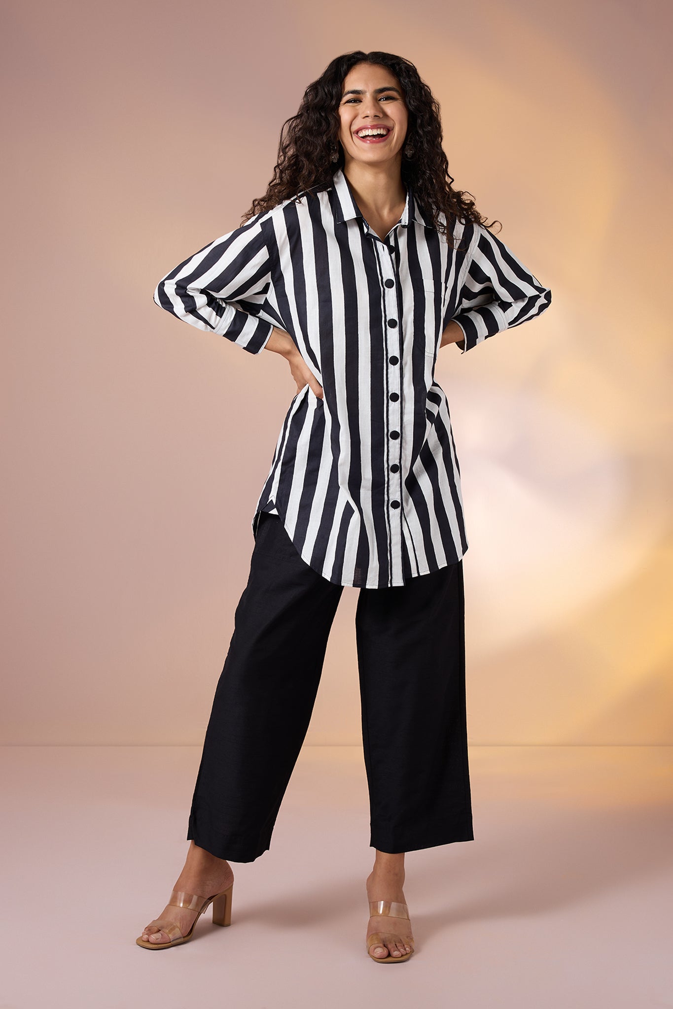 Mono Drama Oversized Longline Casual Shirt