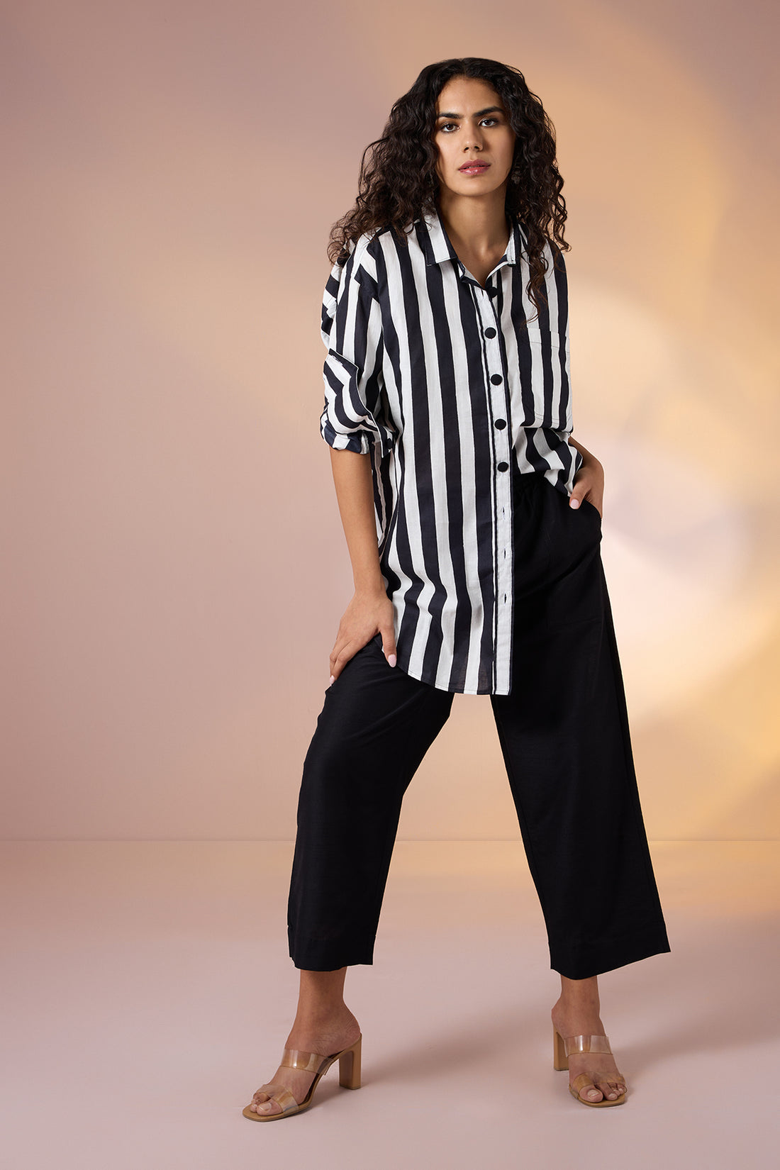 Mono Drama Oversized Longline Casual Shirt