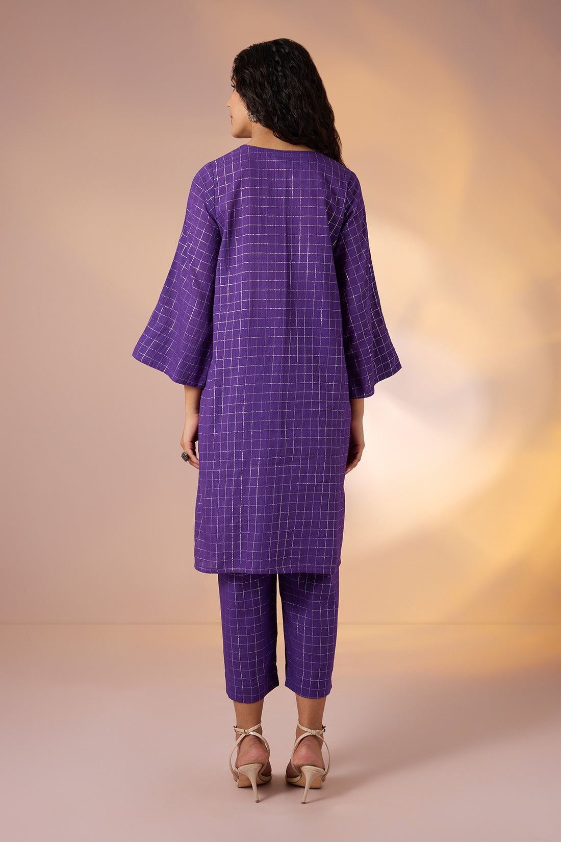 Co-ord Set Amethyst Grid Cotton kurta and Pants