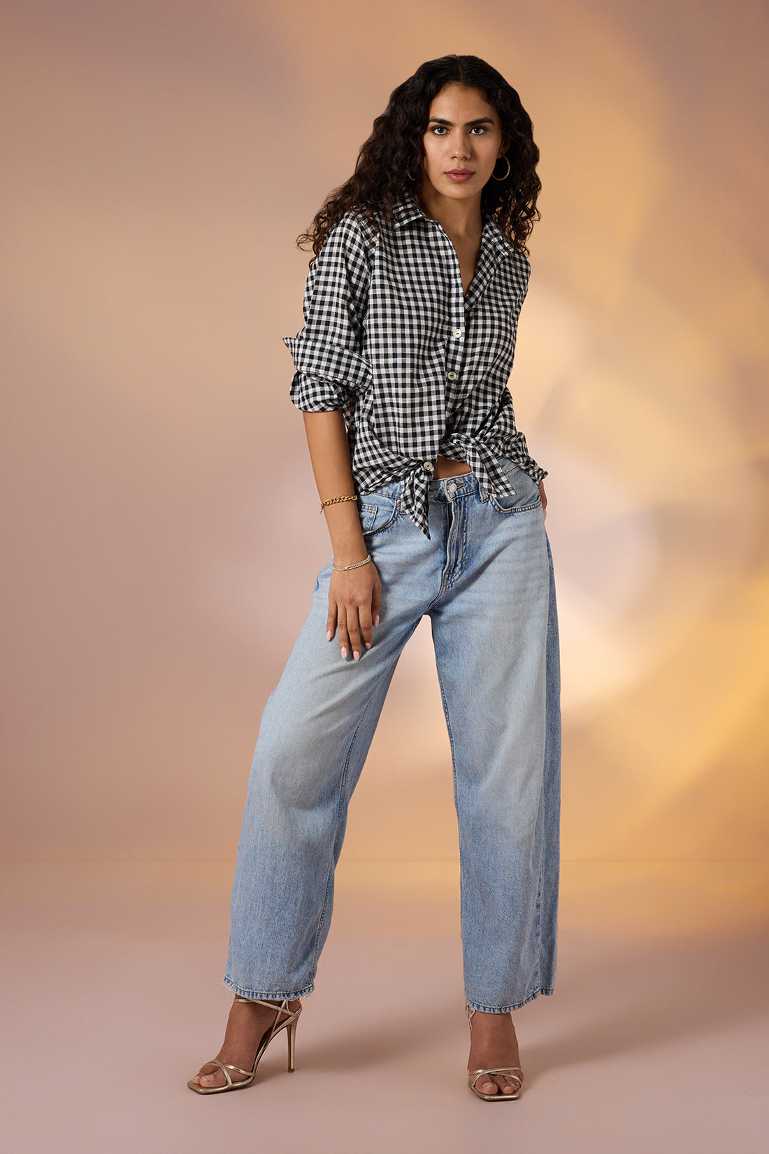 Mono Checks Cotton Button Down Shirt