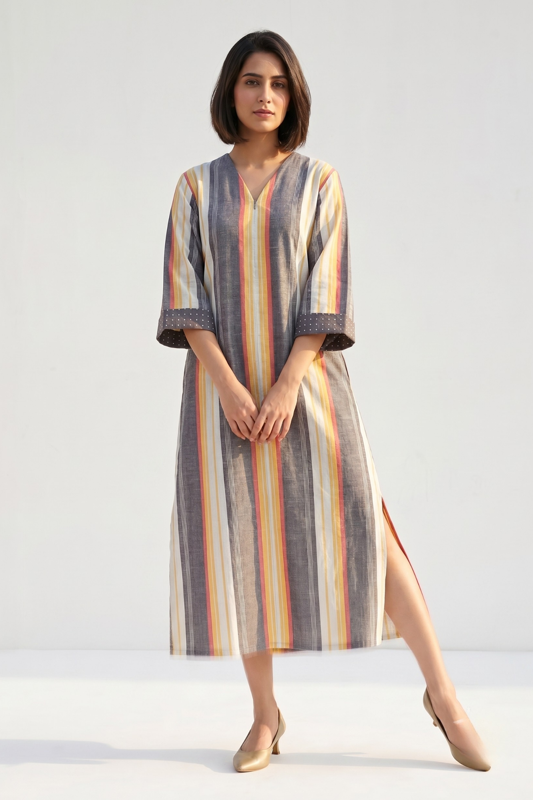Peach_Dusk_Bands_Cotton_Front_Zipper_A-Line_Kurta