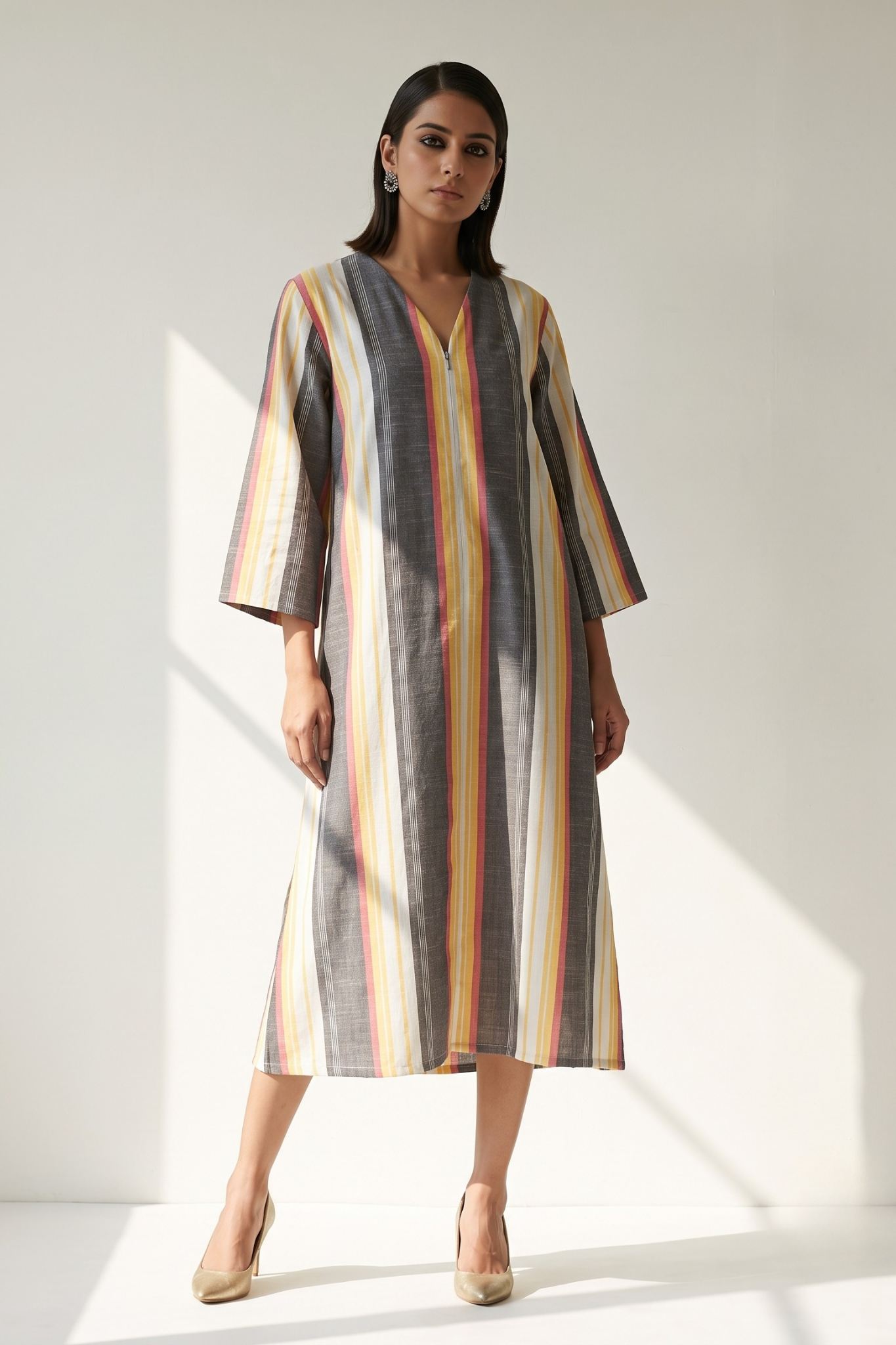 Peach_Dusk_Bands_Cotton_Front_Zipper_A-Line_Kurta