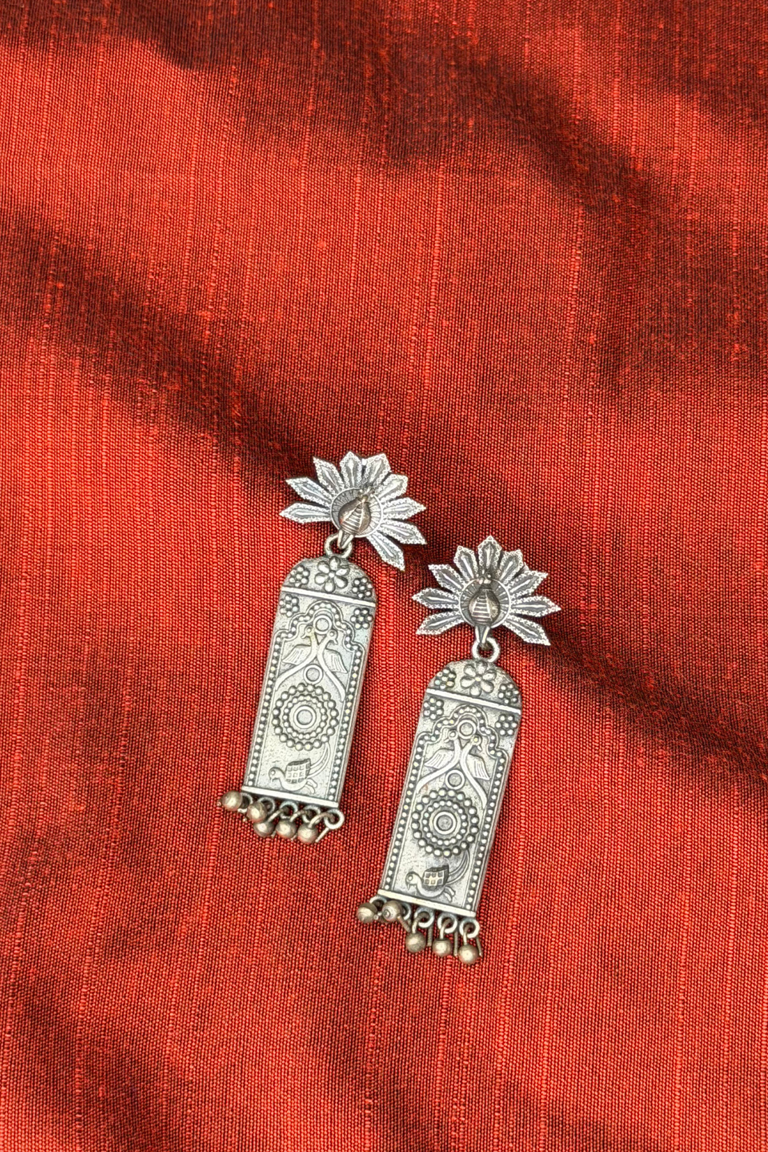 Peacock_dangler_oxidised_earrings