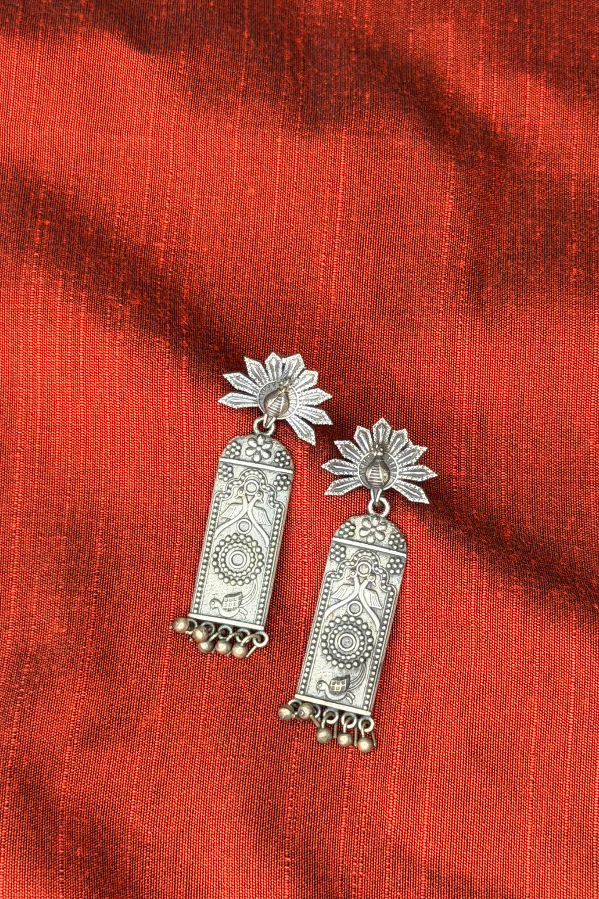 Peacock_dangler_oxidised_earrings