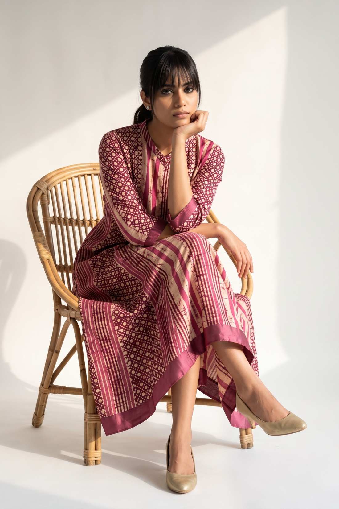 Plum_Wine_Stripe__Dots_Cotton_Batik_Cross_Potli_Angrakha_Kurta