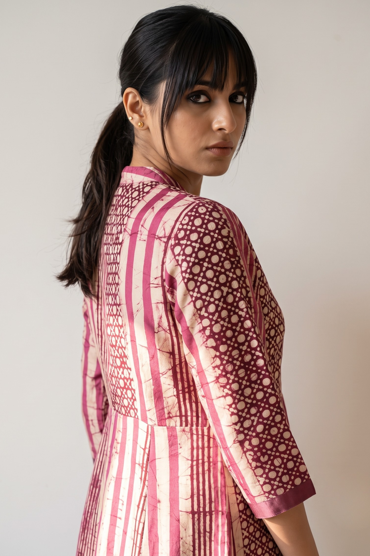 Plum_Wine_Stripe__Dots_Cotton_Batik_Cross_Potli_Angrakha_Kurta