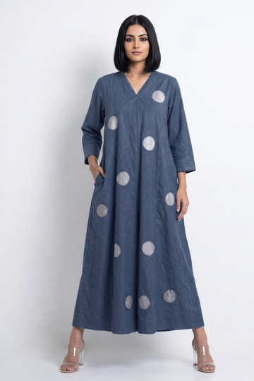 Cotton denim blue Front_Zipper_Cotton_Jumpsuit_with_Pockets__Sleeves