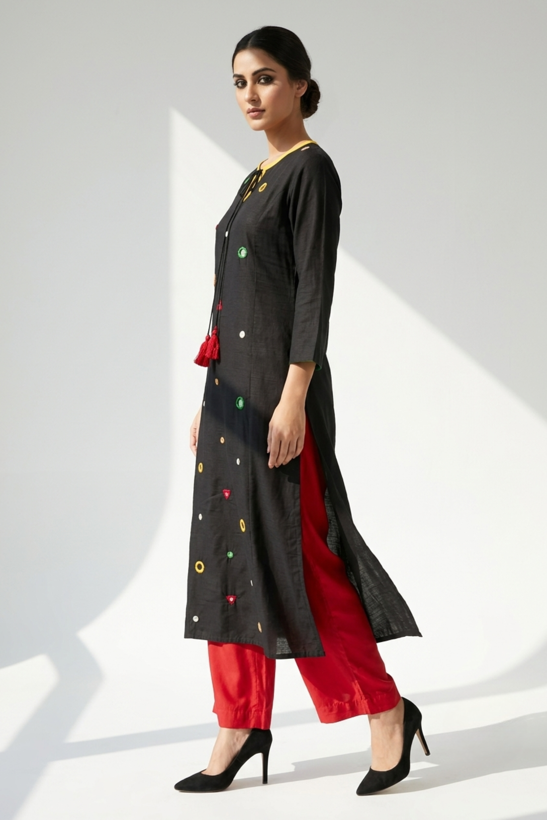 Starry_Night_and_Emerald_Silk_Slub_Long_Kurta