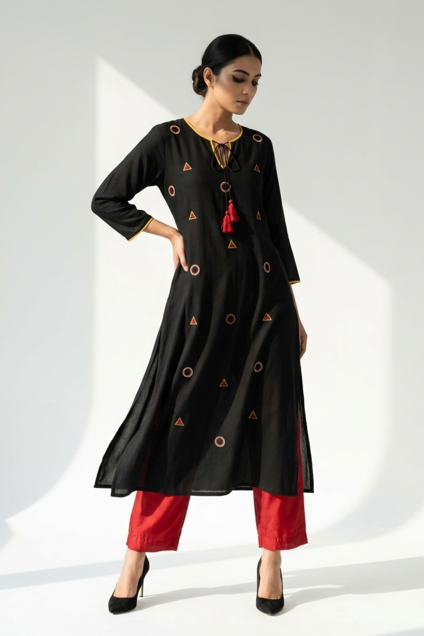 Starry_Night_and_Emerald_Silk_Slub_Long_Kurta