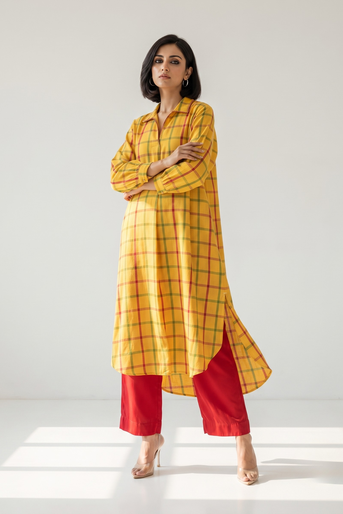 Sunbeam_Madras_Cotton_Collar_Box_Pleat_Kurta