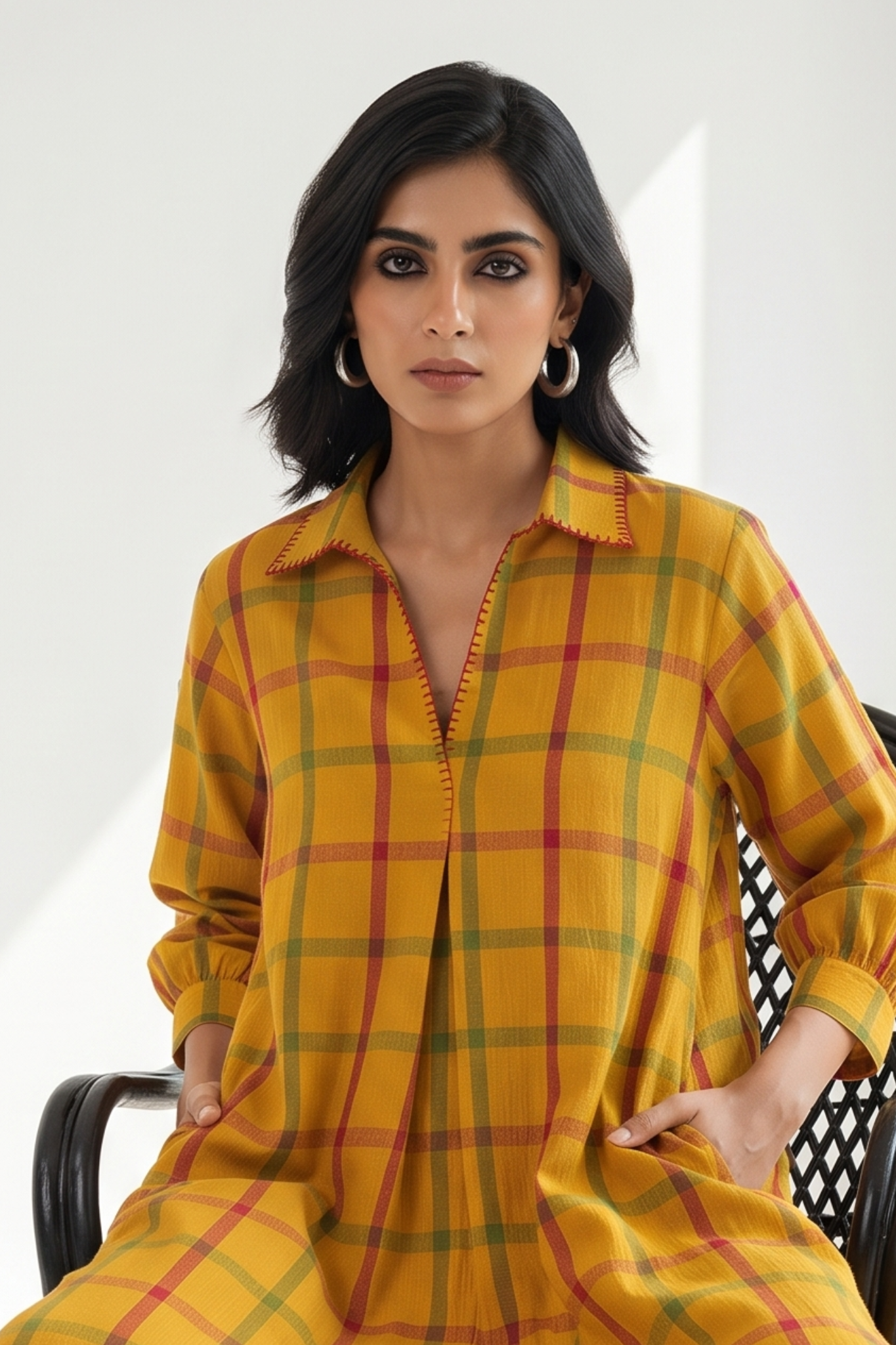 Sunbeam_Madras_Cotton_Collar_Box_Pleat_Kurta