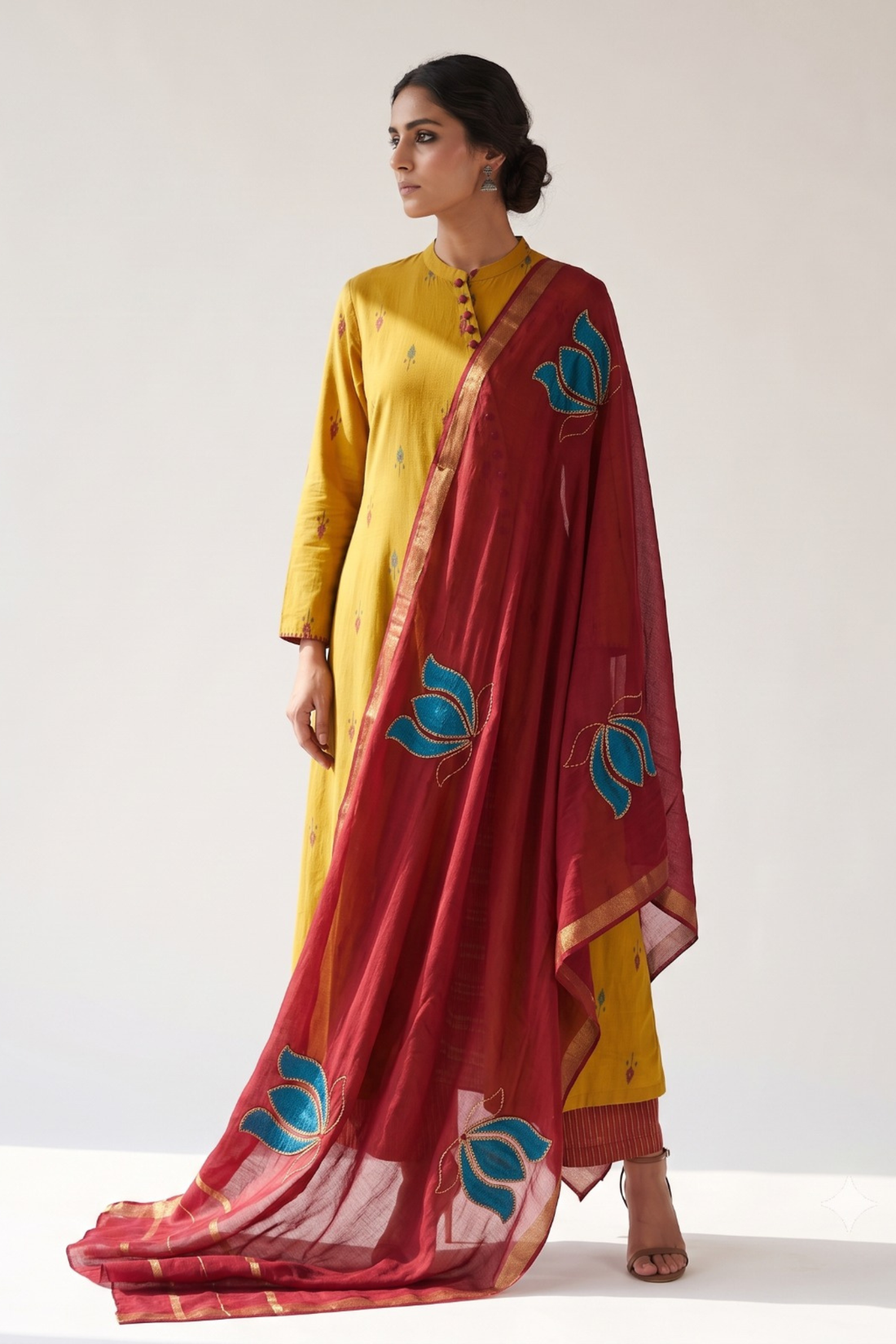 Sundance_Leaf_Butti_Cotton_Cross_Potli_Angrakha_Kurta