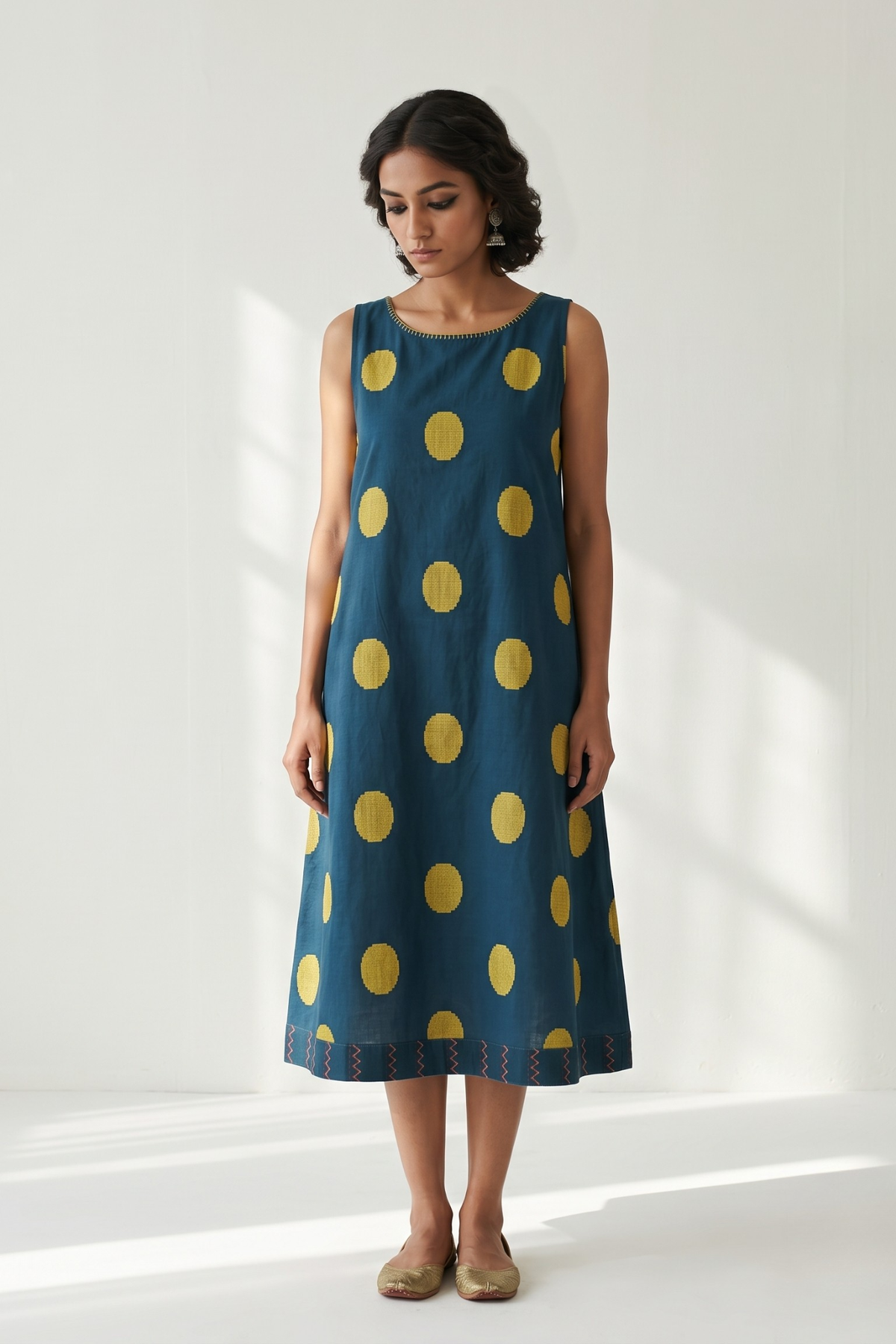 Blue Yellow Dots Sleeveless dress