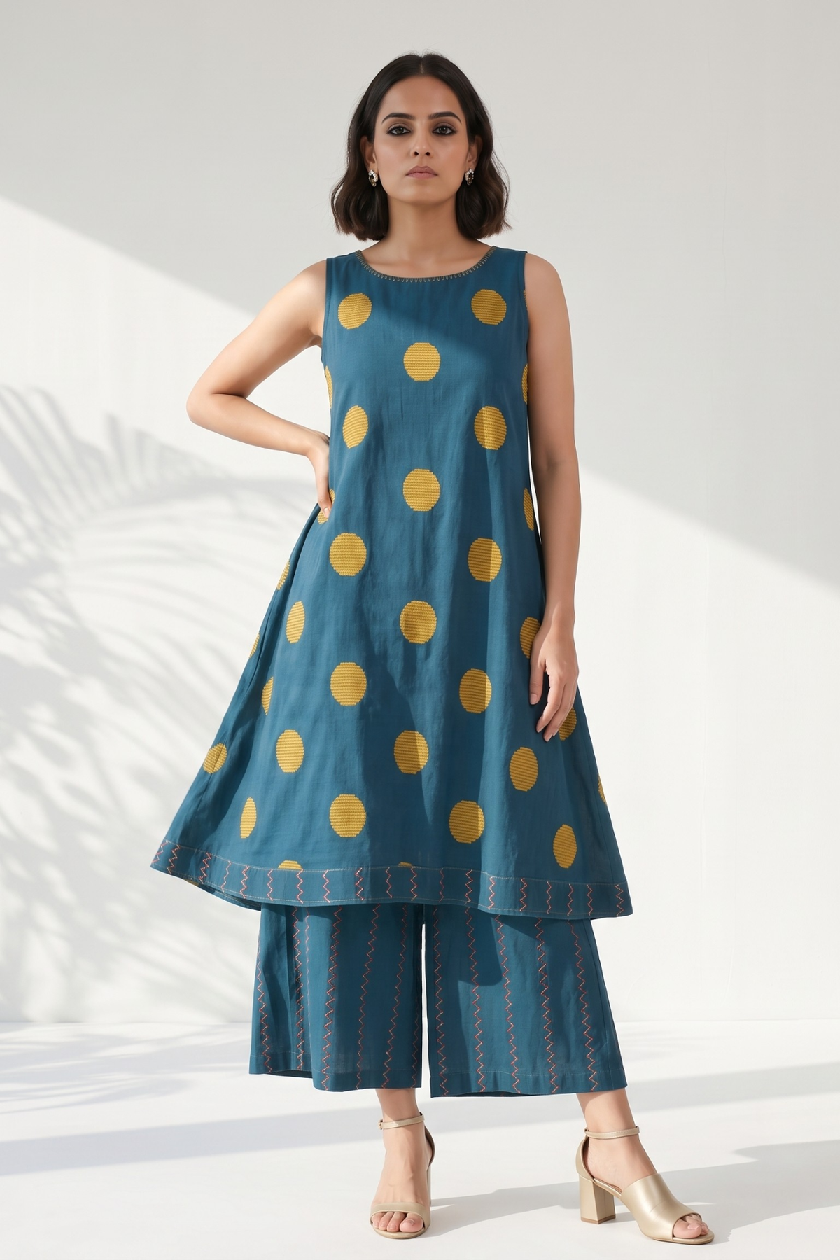Blue Yellow Dots Sleeveless dress