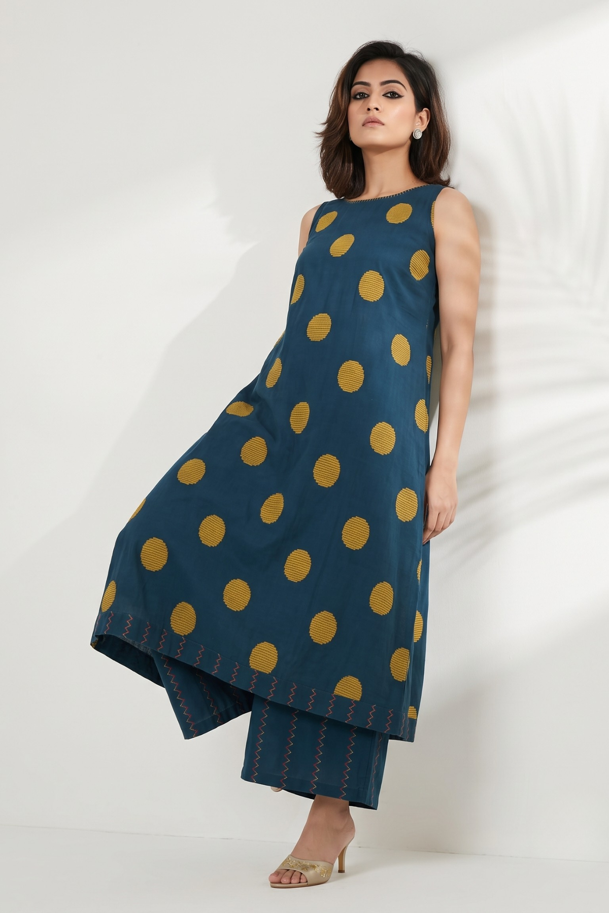 Blue Yellow Dots Sleeveless dress