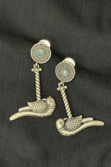 The Song Bird Oxidised Drop Earrings