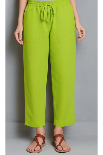 Comfort Fit Pants with Pockets - Lime Green
