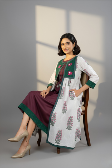 Mughal Dreamscape Gather Jacket with Yoke and Tie-Up (only jacket)