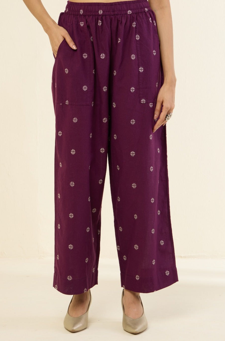 comfort fit cotton printed pants - madder red and hearts