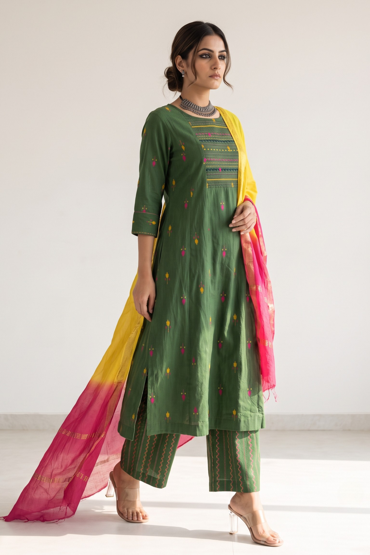 handwoven_maheshwari_dupatta_-_Twin_shade_Yellow_and_Rose_Pink