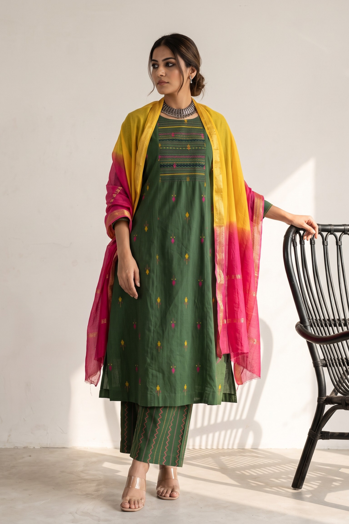 handwoven_maheshwari_dupatta_-_Twin_shade_Yellow_and_Rose_Pink