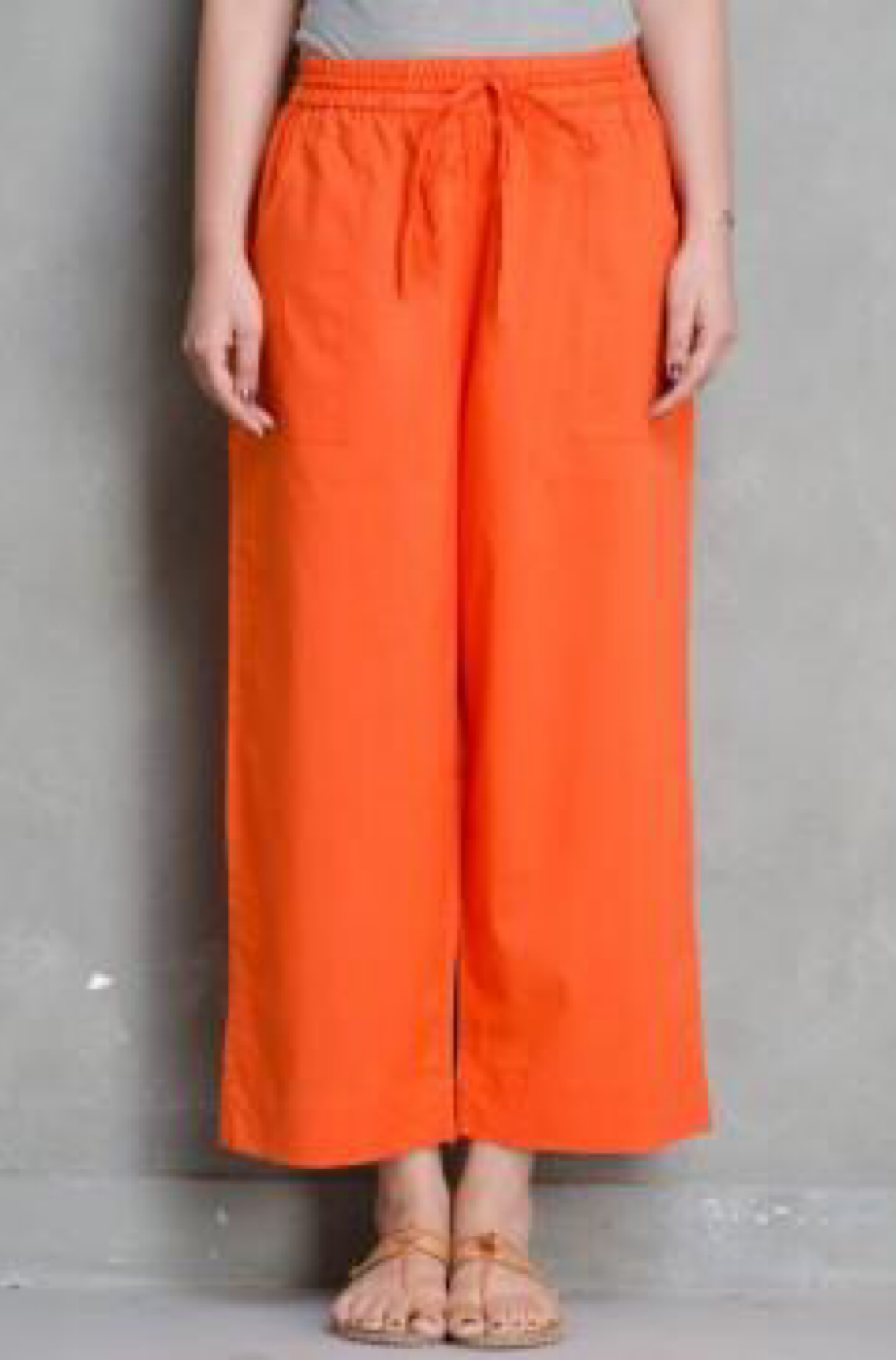 Comfort fit cotton pants with pockets - Tangerine Orange