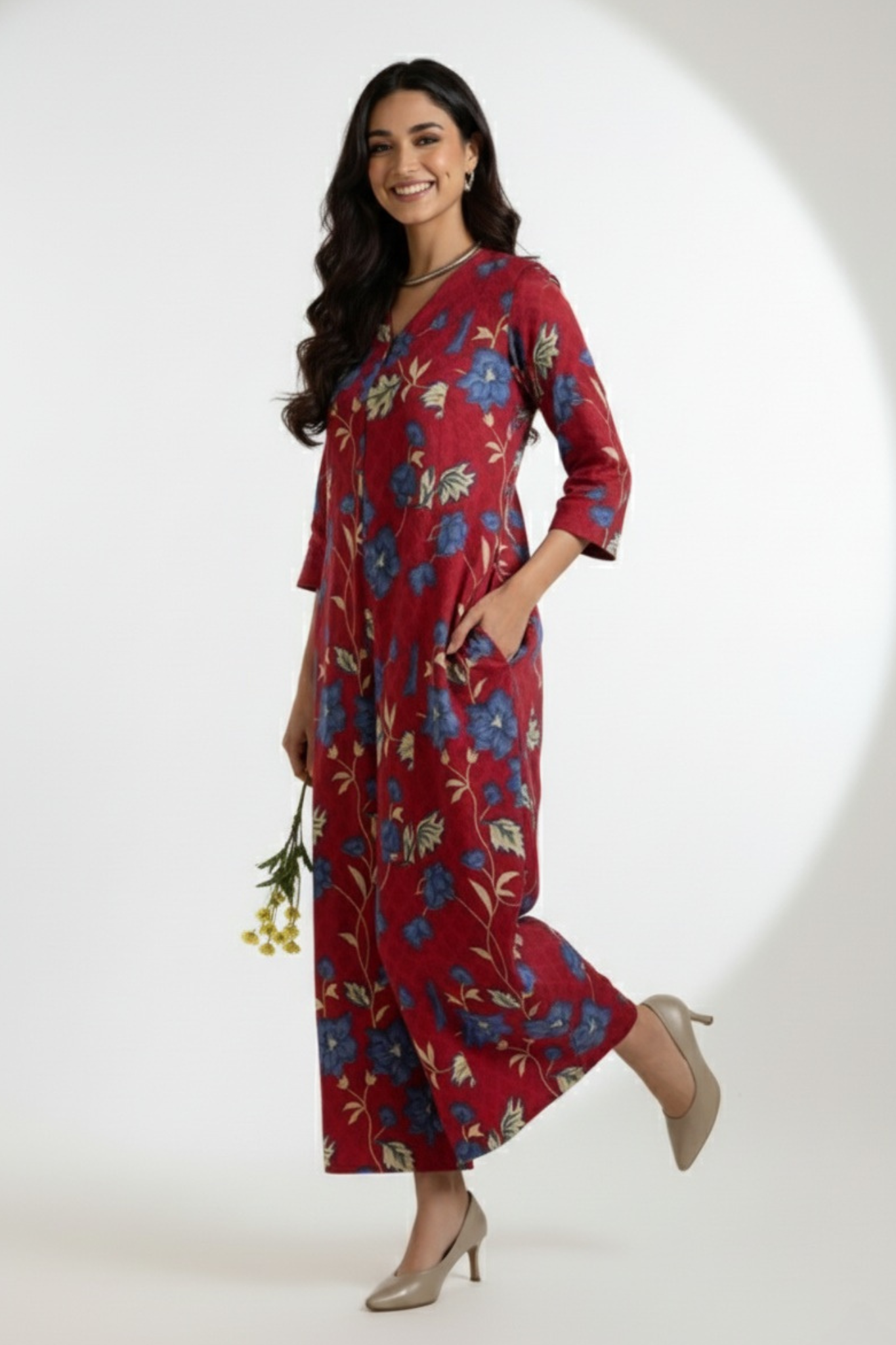 Cherry Garden Jumpsuit with Pockets