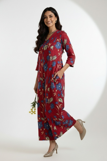 Cherry Garden Jumpsuit with Pockets