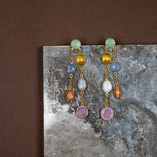 Jewelry - berserk - gold plated multi stone double string danglers