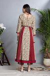 red and green sufi tie-up pintuck anarkali dress back view
