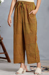 comfort fit cotton printed pants - yellow red ajrakh stripes