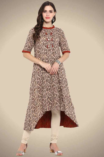 DARK GREY RED AJRAKH ASYMMETRICAL DRESS MINI PLEATED ROUND NECK